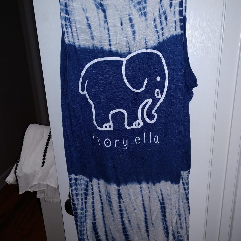 Ivory Ella tank tunic dress blue tie dye soft M